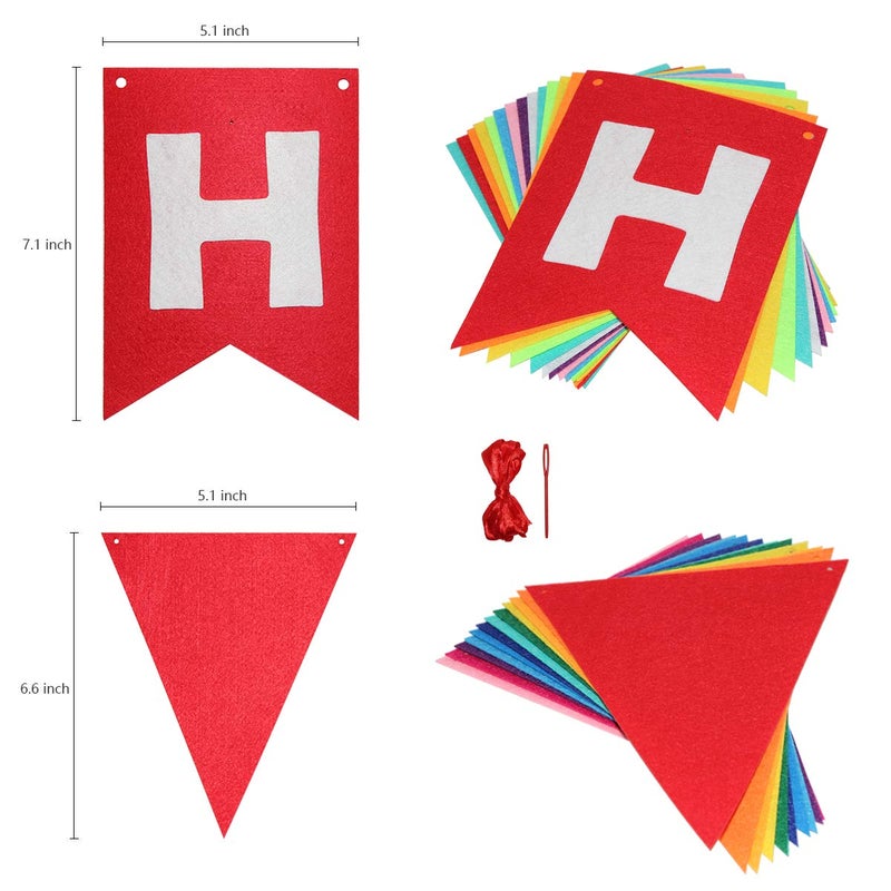 REMASS Rainbow Happy Birthday Banner - Colorful Felt Bunting Party Sign for Decorations and Supplies for Kids, Adults, Boys and Girls - Image 4